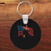 Make Heaven Crowded Christian Patriotic Cross Amer Sleutelhanger (Voorkant)