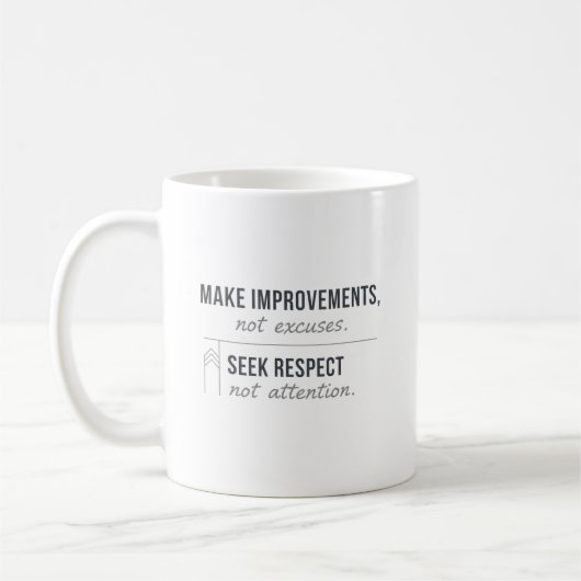 Make Improvements, Not Excuses Koffiemok (Links)