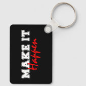 Make It Happen – Bold Red Motivational Quote Desig Sleutelhanger (Achterkant)