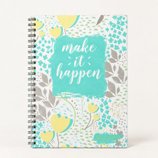 Make It Happen Inspirational Floral Notebook Notitieboek