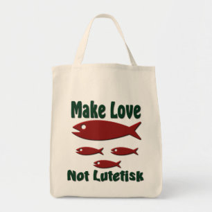 Make Love not Lutefisk Funny Scandinavian Tote Bag