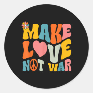 Make Love Not War Hippie jaren 60 jaren 70 Groovy Ronde Sticker