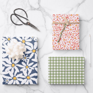 Make My Daisy - Marine, Koraal, Groen Inpakpapier Vel