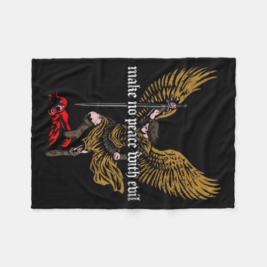 Make No Peace With Evil Archangel Michael Design  Fleece Deken (Voorkant (Horizontaal))