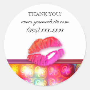 Make-up Artiest Glanzende Lippen Kleurrijke Lichte Ronde Sticker