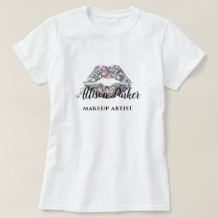 MAKE-UP ARTIEST Glitter Logo Kiss Naam T-shirt