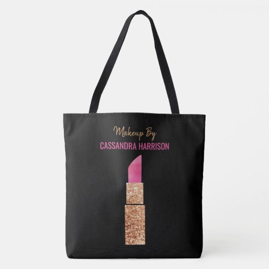 Make-up Artiest Gouden Sequin Glam Lipstick Salon Draagtas (Voorkant)