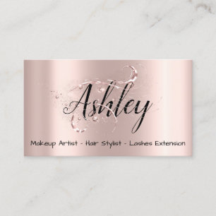 Make-up Artiest Haar Salon Lashes Roze Rose Script Visitekaartje