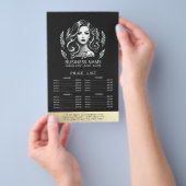 Make-up Artiest Haar Stylist Modern Zwart Prijslij Flyer (Hand)