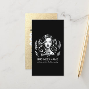 Make-up Artiest Haar Stylist Modern Zwart Wit Goud Afsprakenkaartje