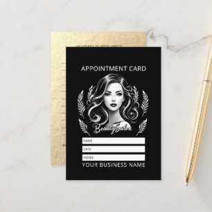 Make-up Artiest Haar Stylist Modern Zwart Wit Goud Afsprakenkaartje