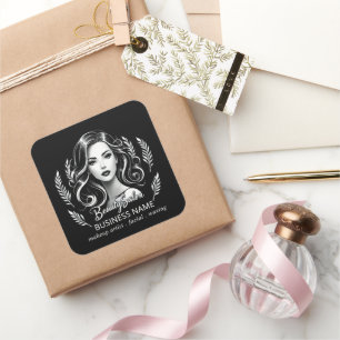 Make-up Artiest Haar Stylist Modern Zwart Wit Goud Vierkante Sticker