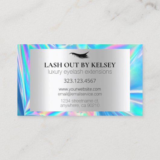 Make-up Artiest Holografisch Platina Glitter Drips Visitekaartje (Achterkant)