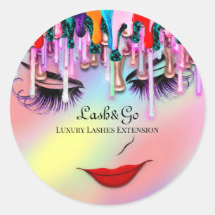 Make-up Artiest Lash Extension Drips Ombre Pastels Ronde Sticker