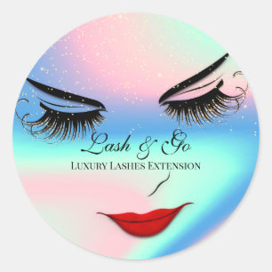 Make-up Artiest Lash Extension Lips Blauwe Hologra Ronde Sticker