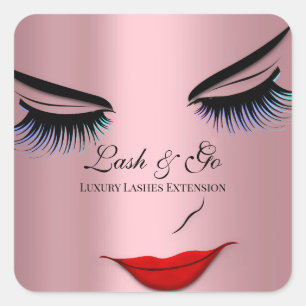 Make-up artiest Lash Extension Roze rode lippen Vierkante Sticker