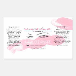Make-up Artiest Lashes Brow Zwart Roze Lash Cleans Rechthoekige Sticker