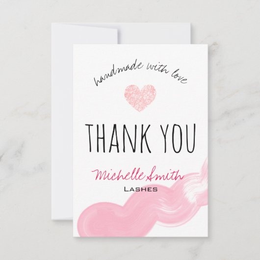 Make-up Artiest Lashes Brows Roze Dank Bedankkaart (Voorkant)