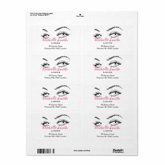 Make-up Artiest Lashes Brows Zwart en Wit Eenvoudi Etiket (Full Sheet)