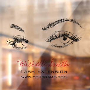 Make-up Artiest Lashes Brows Zwart en Wit Eenvoudi Raamsticker