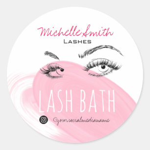 Make-up Artiest Lashes Brows Zwart Roze Lash Bad Ronde Sticker