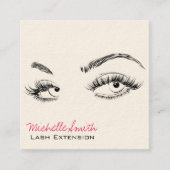 Make-up Artiest Lashes Brows Zwart Wit QR Code Vierkante Visitekaartje (Voorkant)