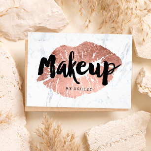 Make-up artiest lippen rose goud typografie marmer flyer