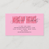 Make-up artiest moderne typografie script rood roz visitekaartje (Achterkant)