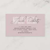 Make-up artiest moderne typografie script roze visitekaartje (Achterkant)