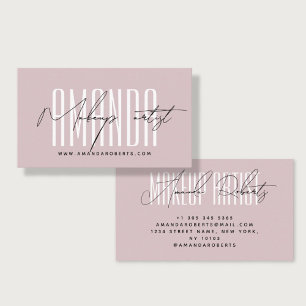 Make-up artiest moderne typografie script roze visitekaartje