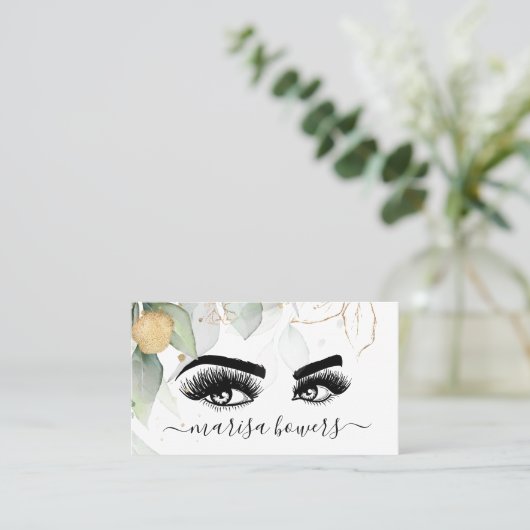 Make-up artiest Mooi Oog Schoonheid Groen Bloemen Visitekaartje (Staand voorkant)