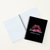 MAKE-UP ARTIEST Rode Logo Kiss Naam Notitieboek (Binnen)