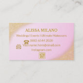 Make-up artiest roze goud QR code Social Media Visitekaartje (Achterkant)