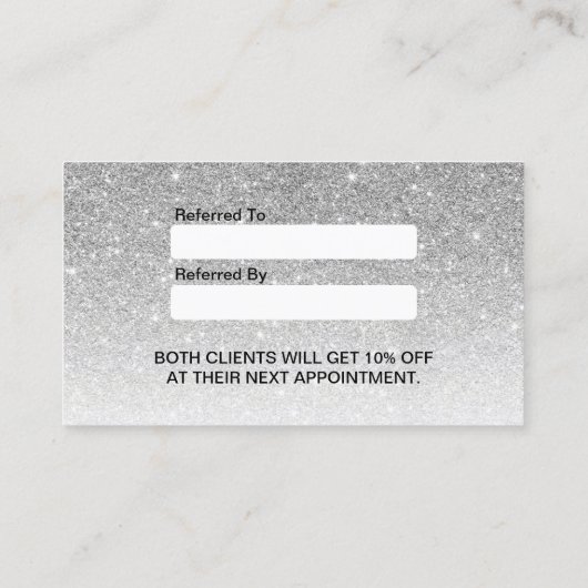 Make-up Artiest Roze Lippen Zilveren Glitter Verwi Aanbevelingskaartje (Achterkant)