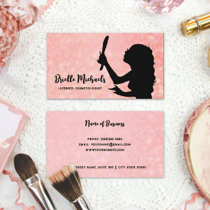 Make-up artiest roze meisje meisje cosmetoloog visitekaartje