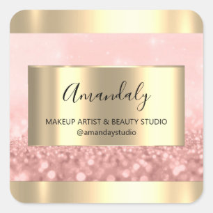 Make-up Artiest Shop ingelijst Gouden Favor Dank R Vierkante Sticker