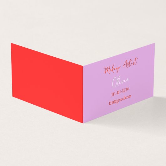 MAKE-UP ARTIEST VISITEKAARTJE ROZE EN ROOD (Buitenkant)