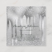 Make-up Artiest Zilveren Folie en Diamanten Glam Vierkante Visitekaartje (Achterkant)