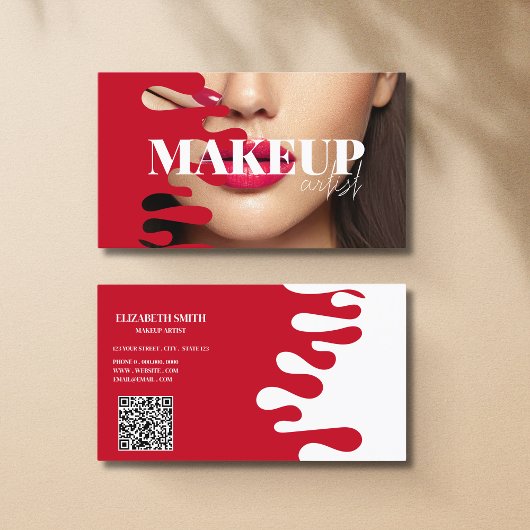 Make-up Artist foto QR Code rood Visitekaartje