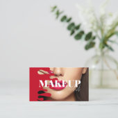 Make-up Artist foto QR Code rood Visitekaartje (Staand voorkant)