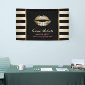 Make-up Artist Gold Lips Modern Zwart & Goud Spandoek (Beurs)