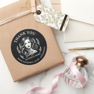 Make-up Artist Haar Stylist Zwart Wit Dank u Ronde Sticker