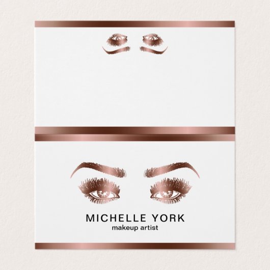 Make-up Artist Lange wimpers Roos Gold Eyes Brows Visitekaartjes (Buitenkant ongevouwen)