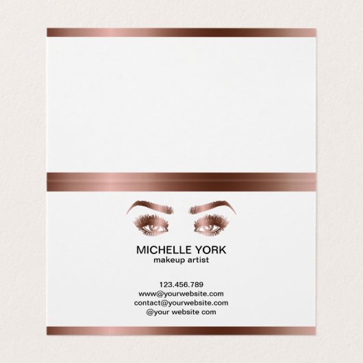 Make-up Artist Lange wimpers Roos Gold Eyes Brows Visitekaartjes (Binnenkant ongevouwen)