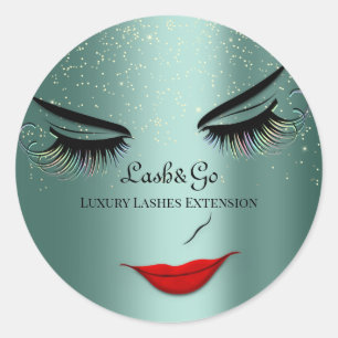 Make-up Artist Lashes Product Blauwgroen Confetti Ronde Sticker