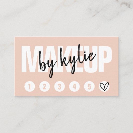 Make-up artist loyalty card punch script blush roz (Voorkant)