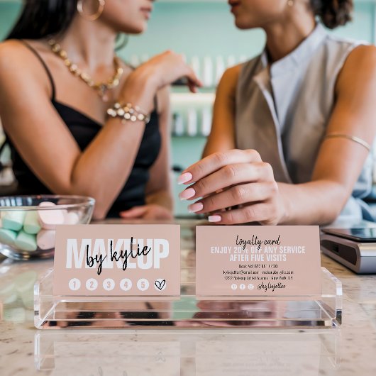 Make-up artist loyalty card punch script blush roz