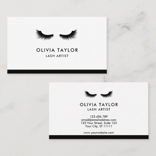 Make-up Artist Minimalistisch Elegant Zwart-wit Visitekaartje (Voorkant / Achterkant)