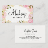 Make-up Artist Modern Roze Bloemen Visitekaartje (Voorkant / Achterkant)