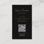 Make-up Artist Modern Script Zwart en Goud Visitekaartje (Achterkant)